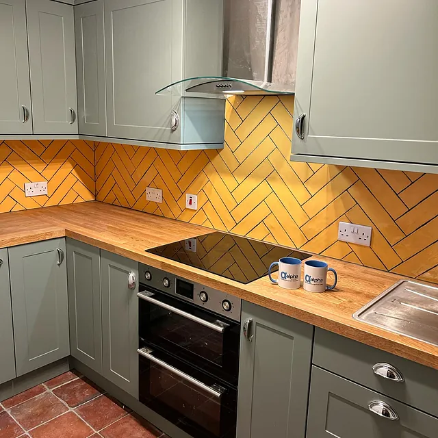New green kitchen installation South Wales