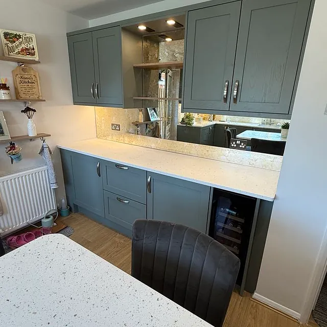 blue kitchen cupboards