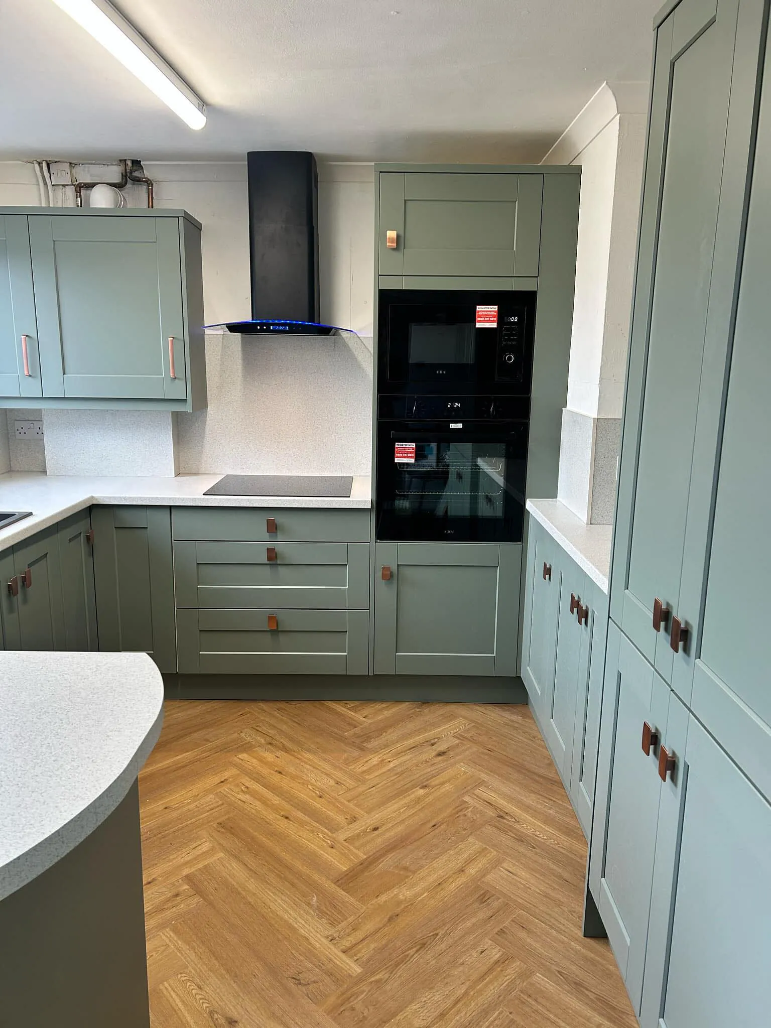 New green kitchen installation South Wales