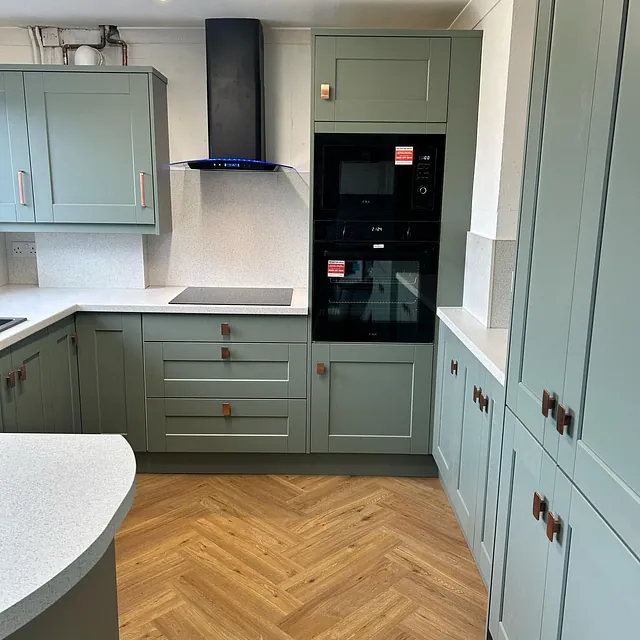 New green kitchen installation South Wales